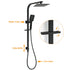 Matt Black Square Twin Shower Set 8" Rain Head 3 Modes Handheld Silde Rail Arm + Mixer