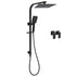 WELS Matt Black 2in1 Shower Set 10" Square Rain Head Handheld Silde Rail Arm Twin Taps