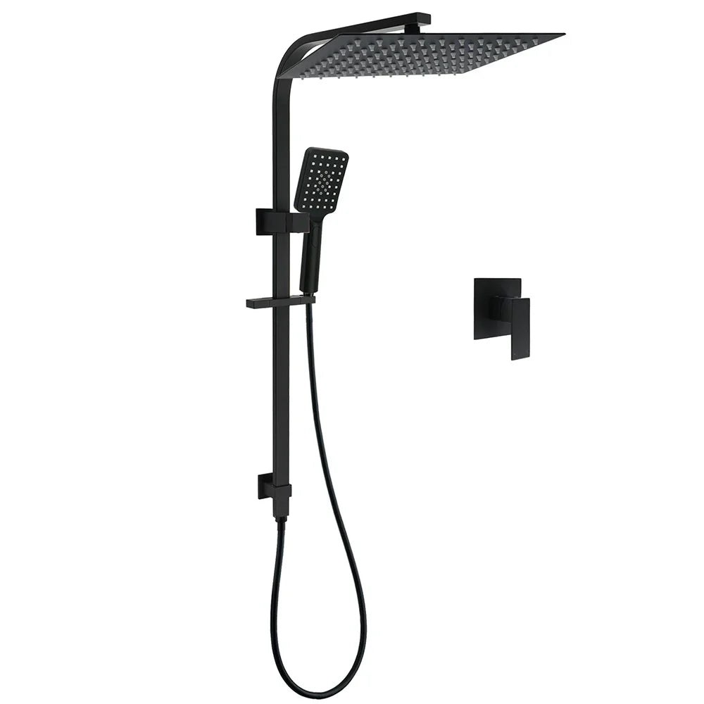 WELS Matt Black Dual Shower Set Large 16