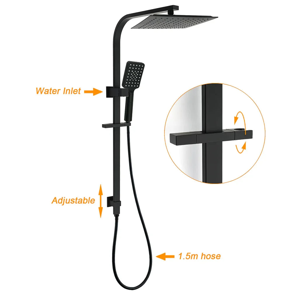 Matt Black Square 2in1 Shower 10