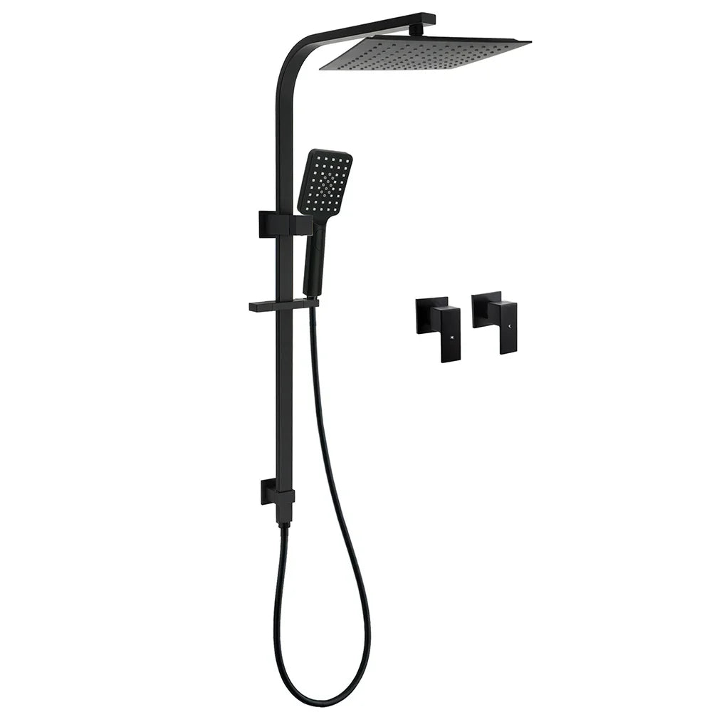 Matt Black Square Twin Shower 10