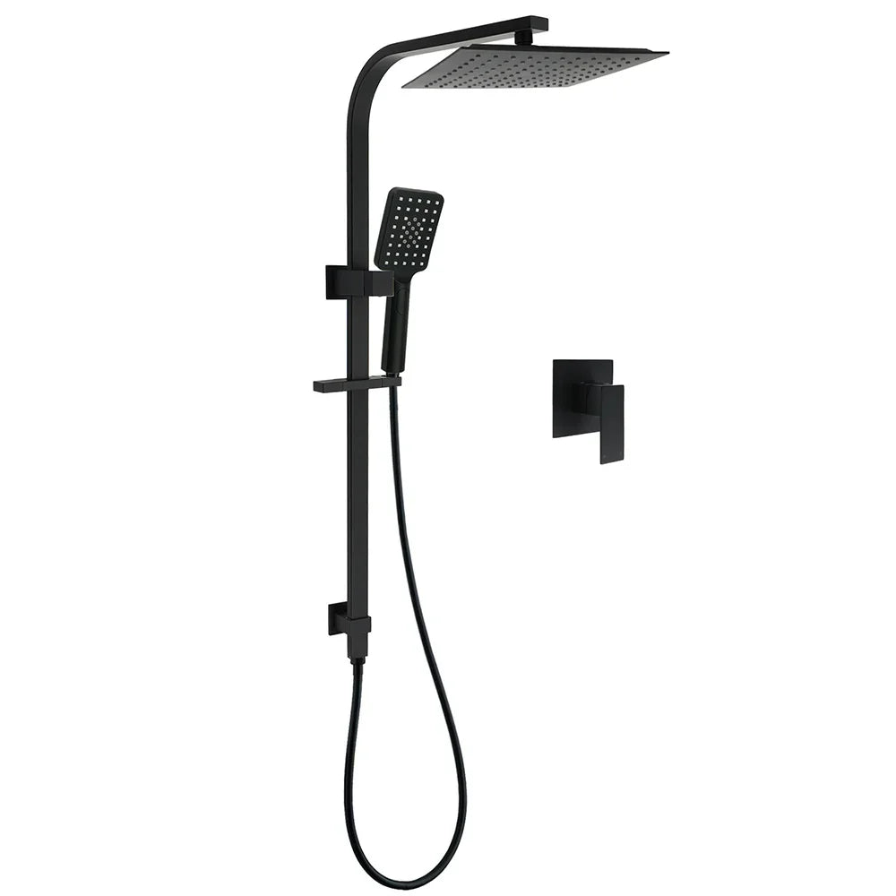 Matt Black Square Twin Shower 10