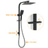 Matt Black Square Twin Shower 10" Rain Head 3 Modes Handheld Silde Rail Arm Mixer Set