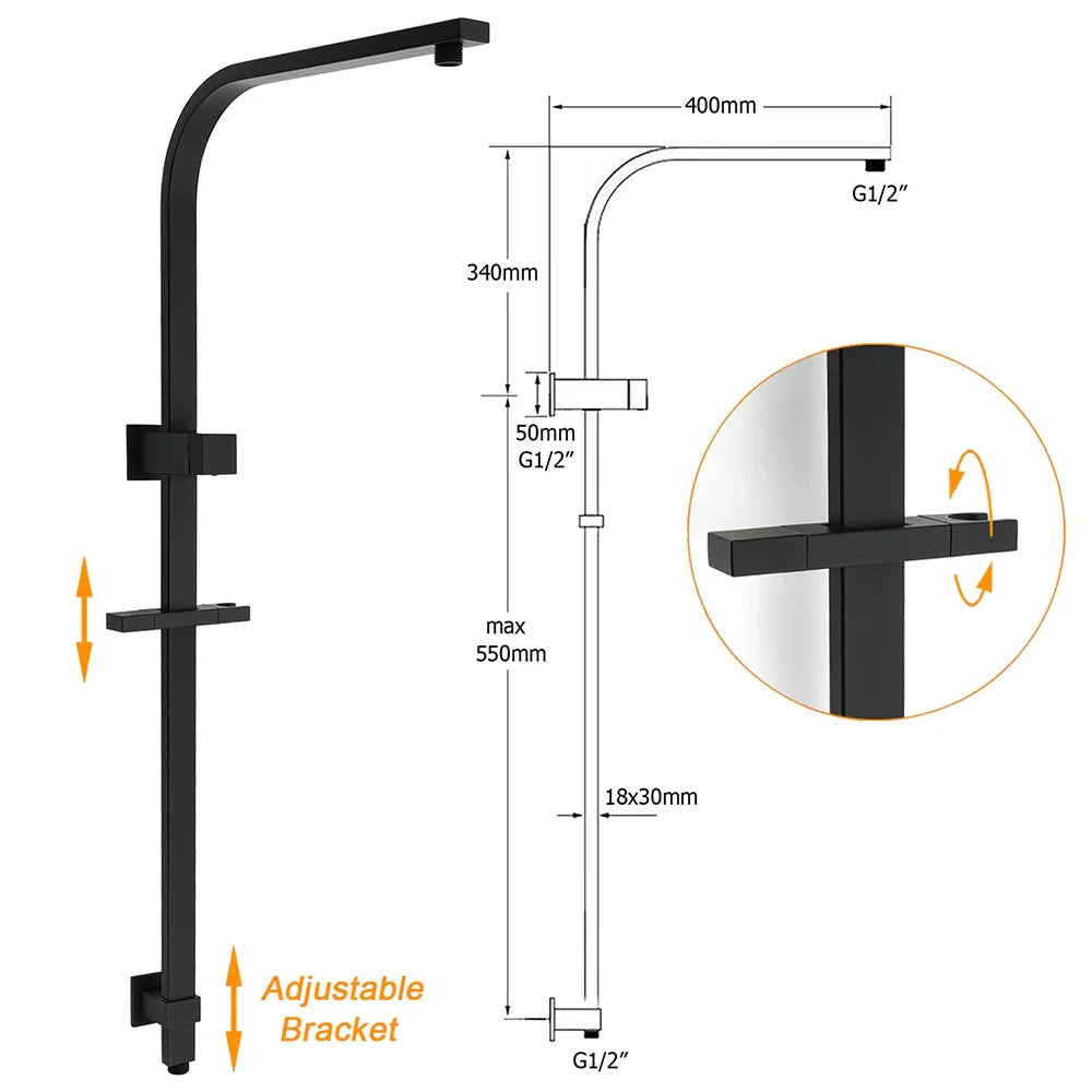 Matt Black Square Twin Shower 10