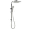 Gun Metal Double Square Shower Head Set 10" Rain Handheld Sliding Rail Diverter