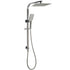 Gun Metal Double Square Shower Head Set 10" Rain Handheld Sliding Rail Diverter