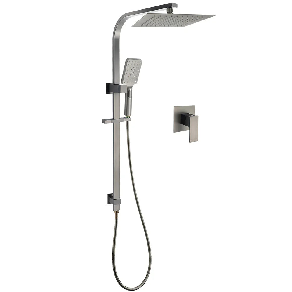 WELS Gun Metal Double Square Shower Head Set 10