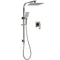 WELS Gun Metal Double Square Shower Head Set 10" Rain Handheld Sliding Rail Diverter Wall Mixer