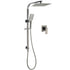 WELS Gun Metal Double Square Shower Head Set 10" Rain Handheld Sliding Rail Diverter Wall Mixer