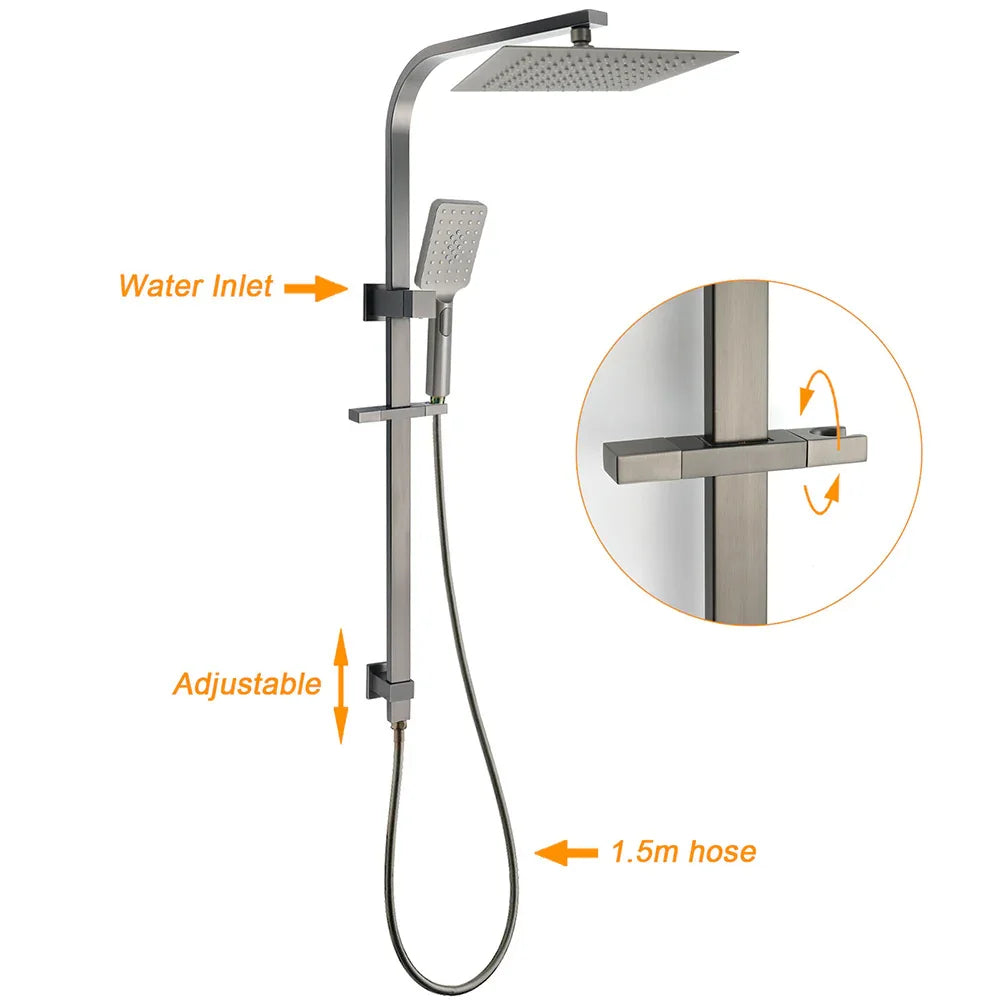 WELS Gun Metal Double Square Shower Head Set 10