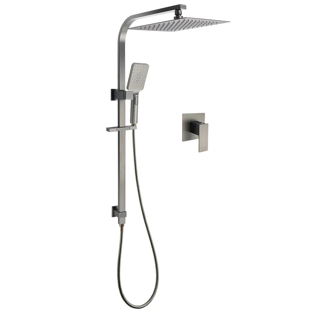 WELS Gun Metal Twin Shower Head Square Set 12