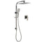 WELS Gun Metal Twin Shower Head Square Set 12" Rain Handheld Sliding Rail Diverter Wall Mixer