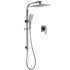 WELS Gun Metal Twin Shower Head Square Set 12" Rain Handheld Sliding Rail Diverter Wall Mixer