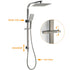 WELS Gun Metal Twin Shower Head Square Set 12" Rain Handheld Sliding Rail Diverter Wall Mixer