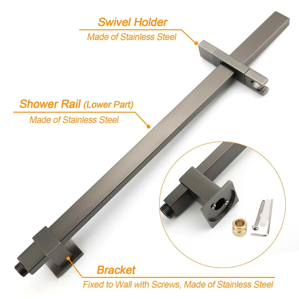 WELS Gun Metal Twin Shower Head Square Set 12