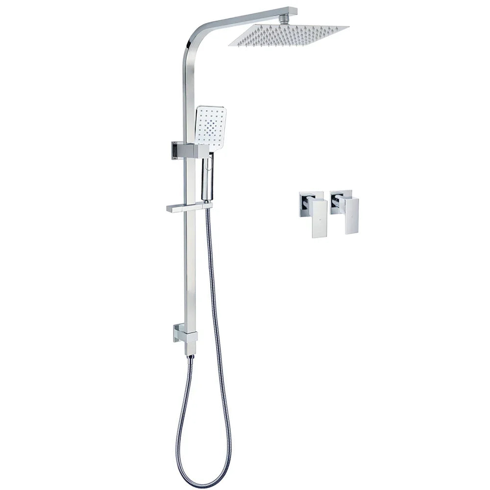 Chrome Twin Square Shower Set 8