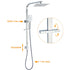 Chrome Twin Square Shower Set 8" Rain Shower Head 3 Function Handheld Rail Arm Taps
