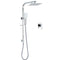 Chrome Twin Square Shower Set 8" Rain Shower Head 3 Function Handheld Rail Arm Mixer