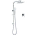 Chrome Twin Square Shower Set 8" Rain Shower Head 3 Function Handheld Rail Arm Mixer