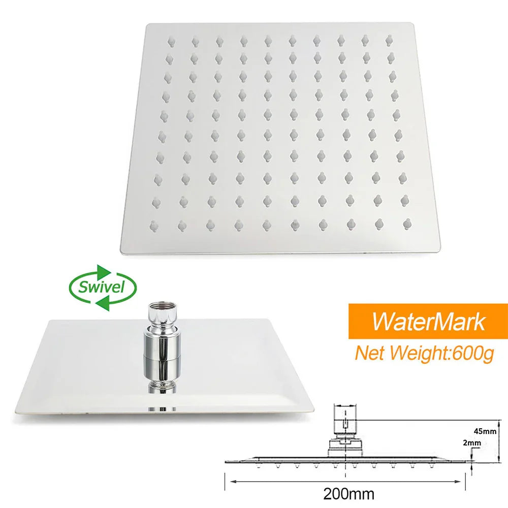Chrome Twin Square Shower Set 8