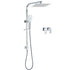 WELS Chrome 8" Twin Square Shower Set Rain Head 3 Modes Handheld Sliding Rail + Taps