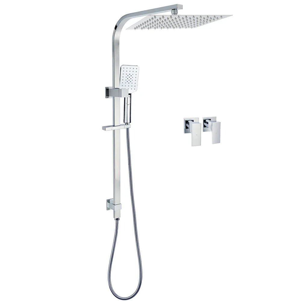 Chrome Twin Square Shower Set 12