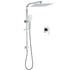 Chrome Dual Square Shower Set 12" Rain Shower Head 3 Function Handheld Rail Arm Mixer