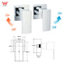 WELS Twin Square Shower Set 16" Rain Shower Head 3 Function Handheld Rail Arm Taps