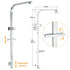 WELS 2IN1 Square Shower Head Set 10" Rain Handheld Sliding Rail Arm Inbuilt Diverter