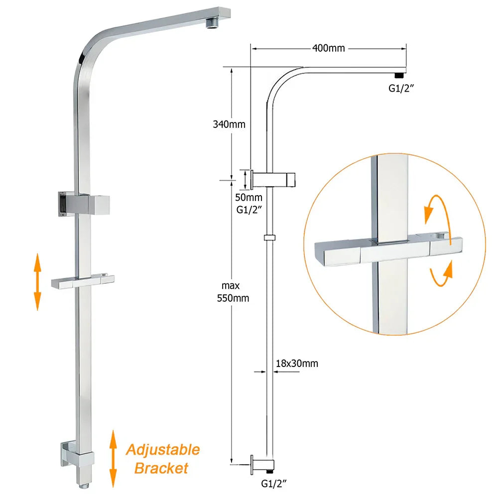 WELS 2 in 1 Square Shower Head Set 10