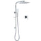 WELS 2 in 1 Square Shower Head Set 10" Rain Handheld Sliding Rail Arm Wall Mixer