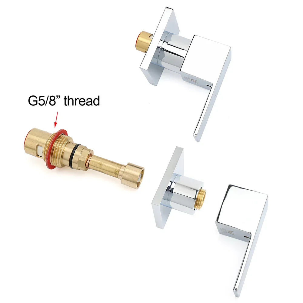 Watermark Chrome Square 1/4 Turn Wall Twin Taps Brass For Shower Head Vanity Basin Spout