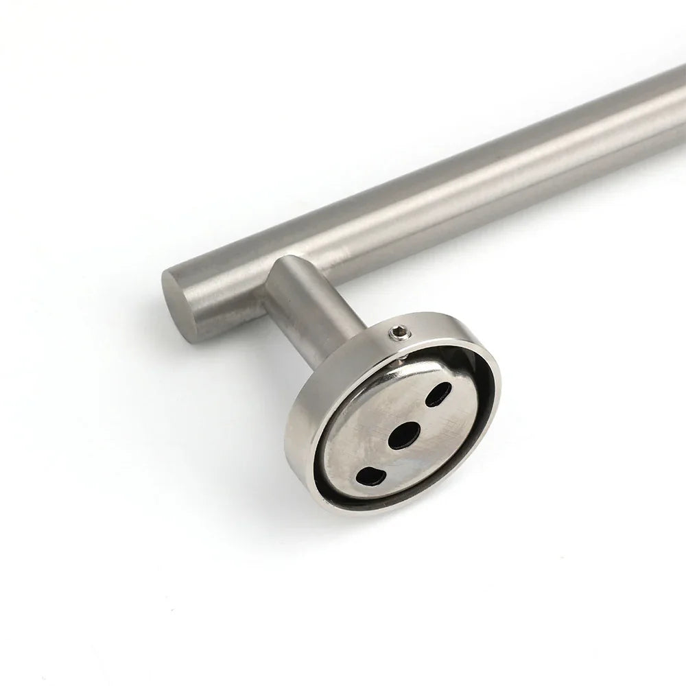 Brushed Nickel 600mm Single Towel Rack Rail Holder Round Hanger Bar Wall Mounted