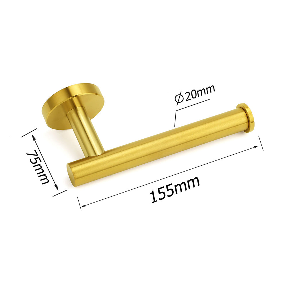 Brushed Gold Round Stainless Steel Toilet Paper Roll Tissue Holder Wall Mounted
