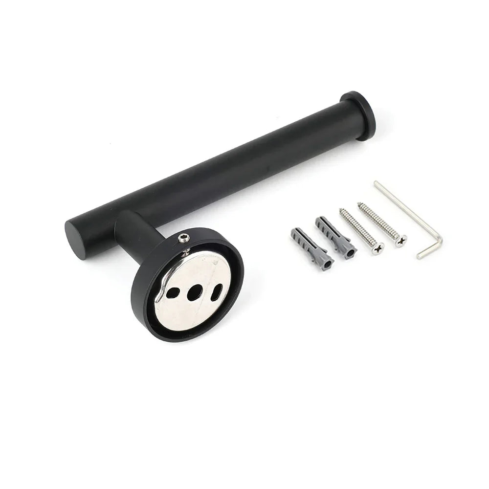 Matt Black Round Stainless Steel Toilet Paper Roll Tissue Holder Bathroom Wall