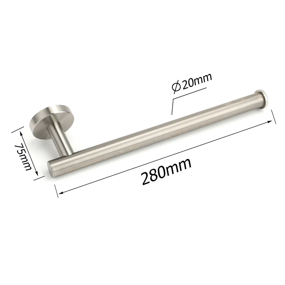 Brushed Nickel Round Towel Rack Holder Hook Clothes Hanger Bathroom Accessory