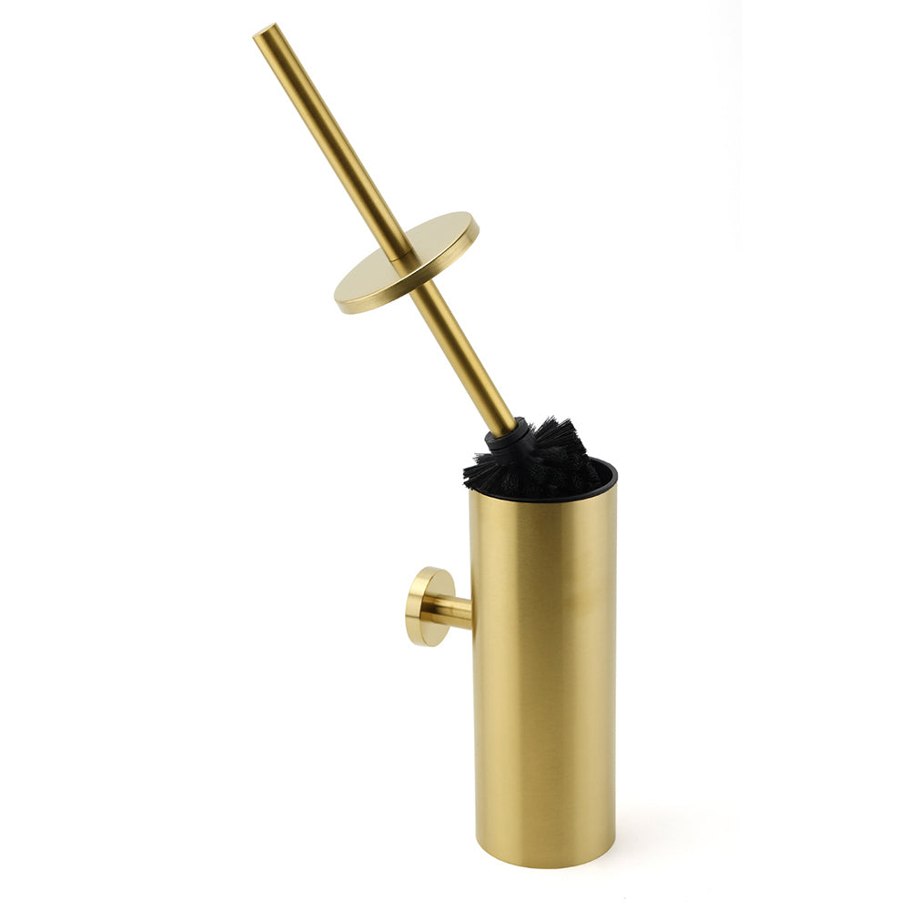Bathroom Brushed Gold Stainless Steel Round Toilet Brush Wall Mounted Holder Cup