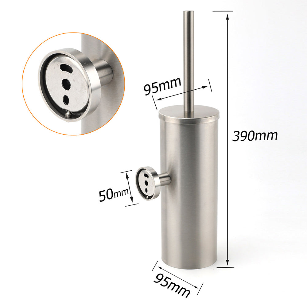 Brushed Nickel Silver Round Toilet Brush Stainless Steel Wall Mounted Holder Cup