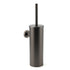 Bathroom Accessory Gun Metal Round Toilet Brush & Stainless Steel Holder Cup Kit