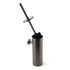Bathroom Accessory Gun Metal Round Toilet Brush & Stainless Steel Holder Cup Kit
