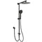 Matt Black Dual Round Shower Set 10" Rain Head 3 Mode Handheld Sliding Rail Arm Diverter
