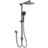 Matt Black Dual Round Shower Set 10" Rain Head 3 Mode Handheld Sliding Rail Arm Diverter