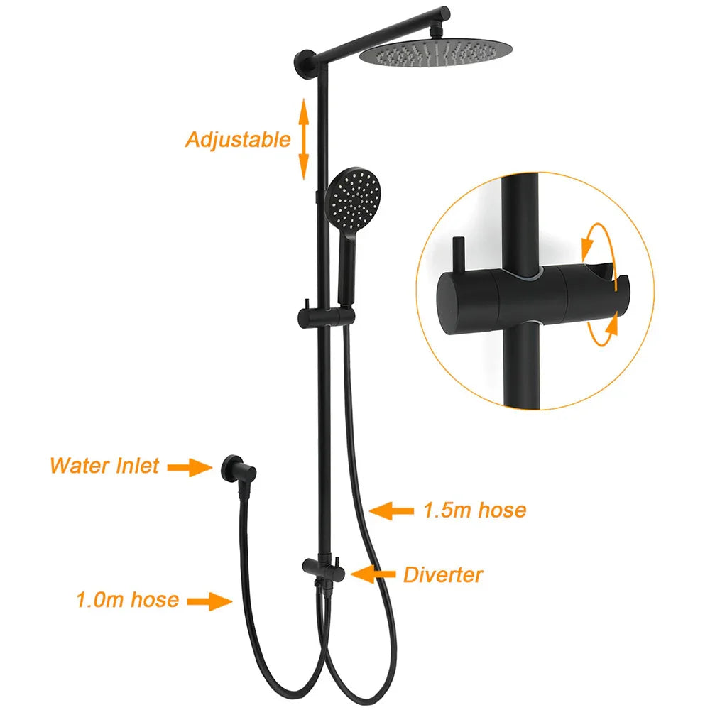 Matt Black Dual Round Shower Set 10