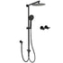 Matt Black Round Dual Shower Set 10" Rain Head 3 Mode Handheld Sliding Rail Arm Twin Taps