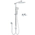 Chrome 10" Round Rain Handheld Twin Shower Head Arm Sliding Rail Arm Double Taps