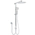 WELS Chrome Round Large 12" Rain Shower Head 3 Modes Handheld Wall Arm Rail 2in1 Set