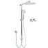 WELS Round Large 12" Rain 2in1 Shower Head 3 Modes Handheld Wall Rail Brass Twin Taps