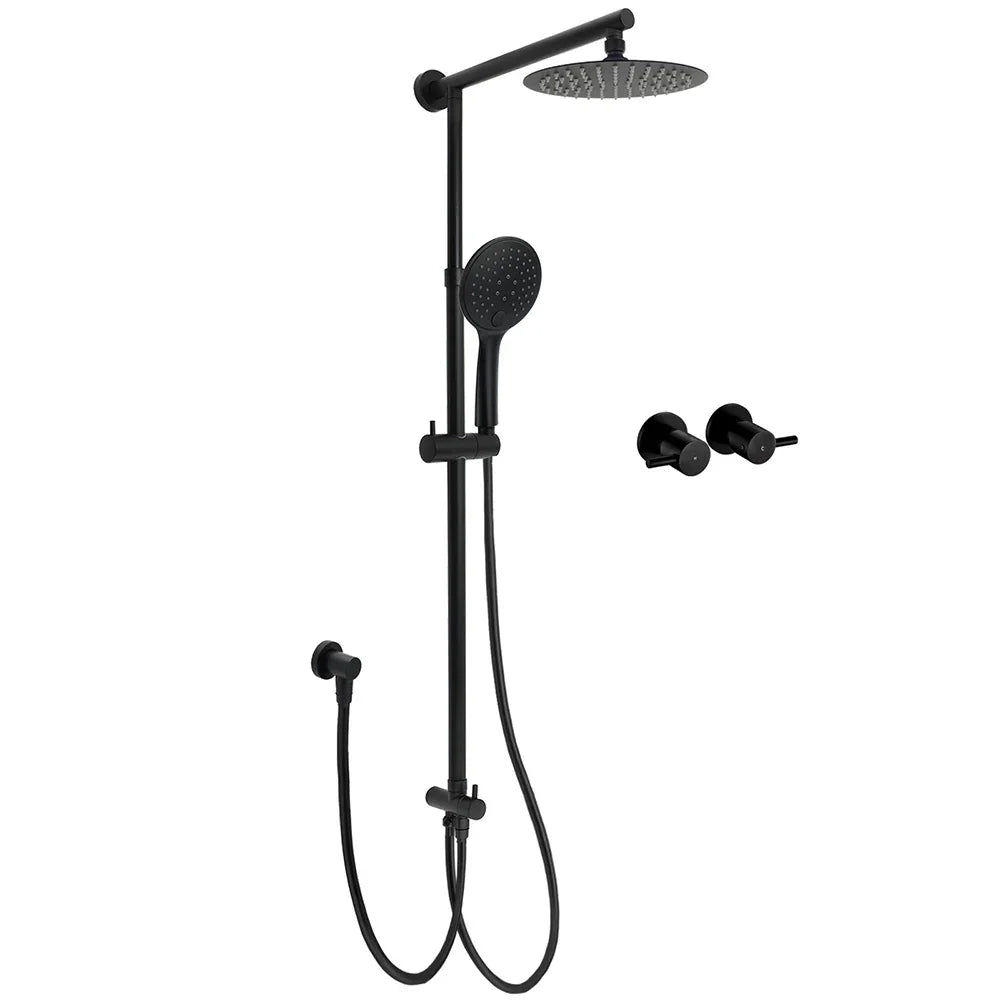 WELS Matt Black Twin Shower 8
