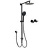 WELS Matt Black Twin Shower 8" Round Head Set Sliding Rail 3 Mode Handheld + Taps