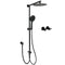 Dual Black Round Shower Set 10" Rain Head 3 Mode Handheld Sliding Rail Arm Twin Taps